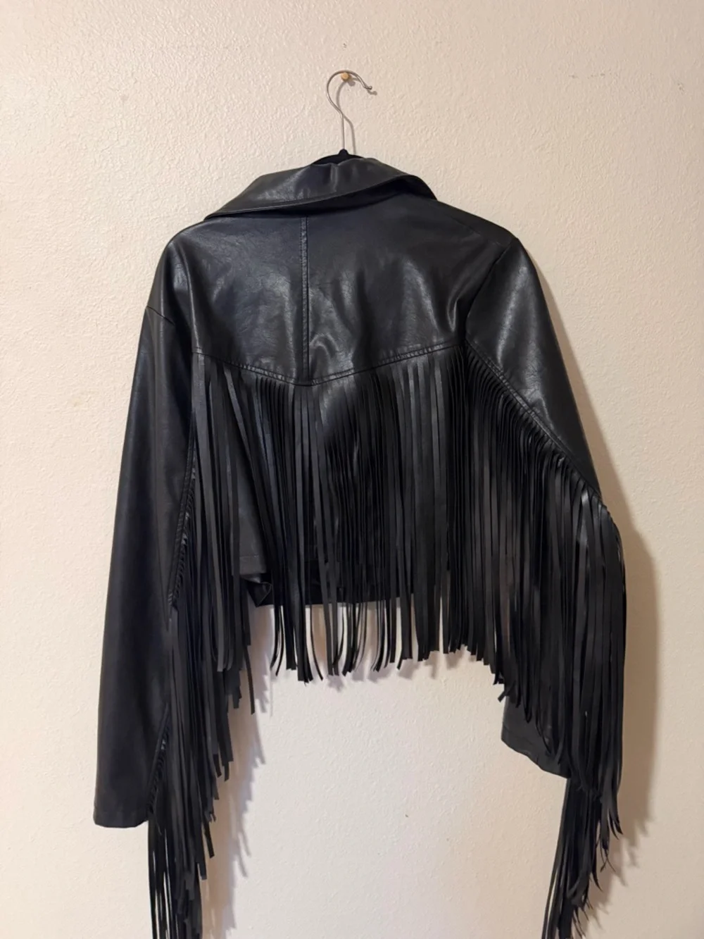 Current Mood Black Faux Leather Fringe Moto Jacket - Picture 6 of 7